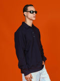  Bonkers Corner Navy Blue Polo Collar Cotton Sweatshirt