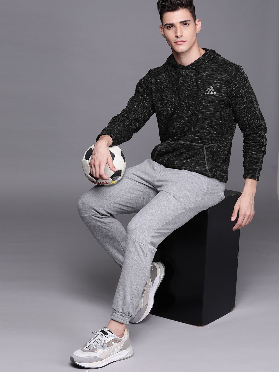  ADIDAS Men Black MEL Hooded Sweatshirt