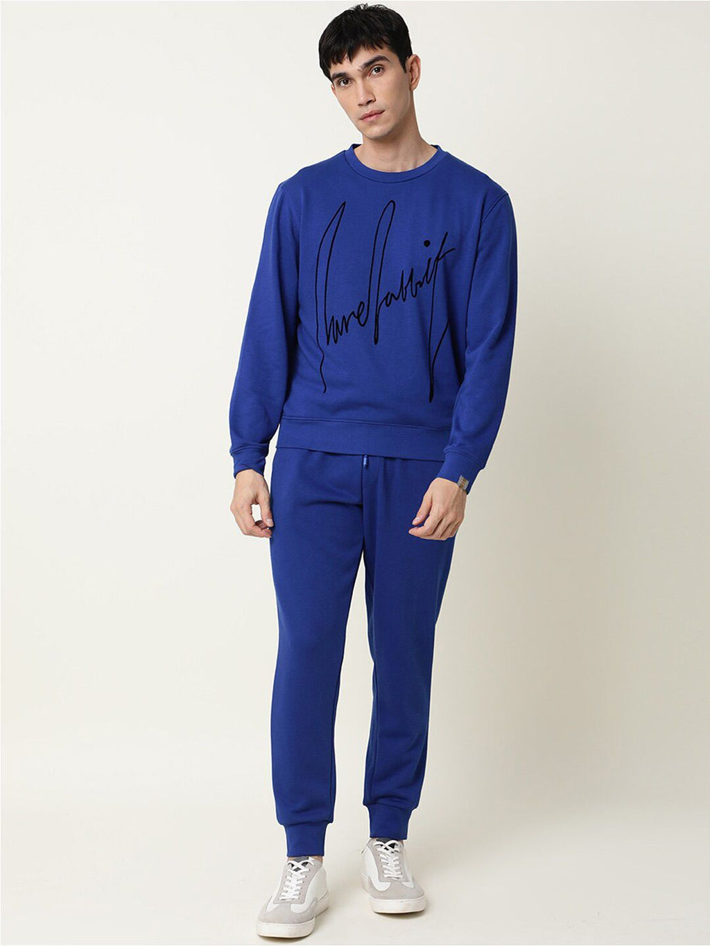  RARE RABBIT Men Blue Printed Cotton Sweatshirt