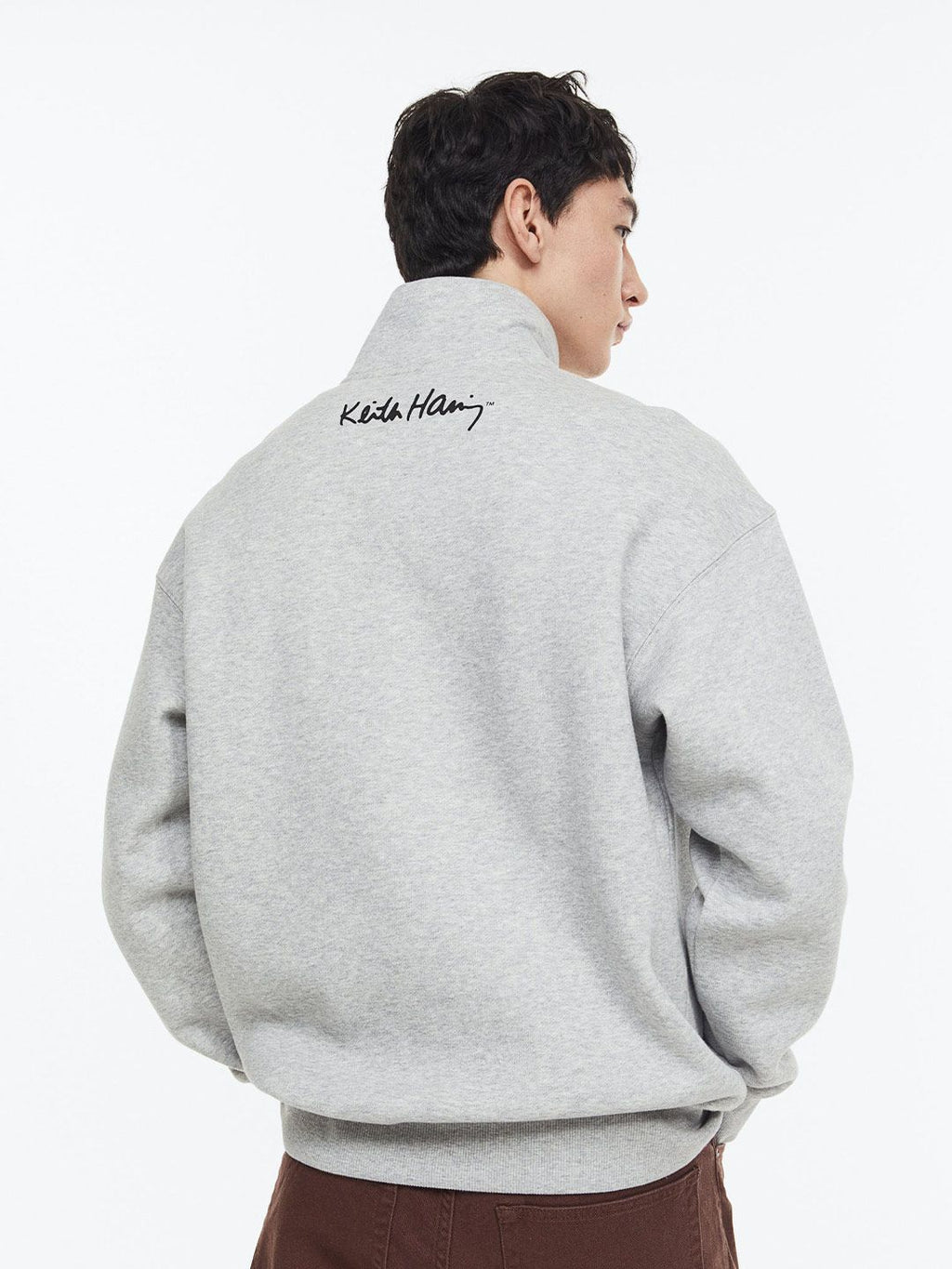  H&M Men Printed Relaxed Fit Zip-Top Sweatshirt