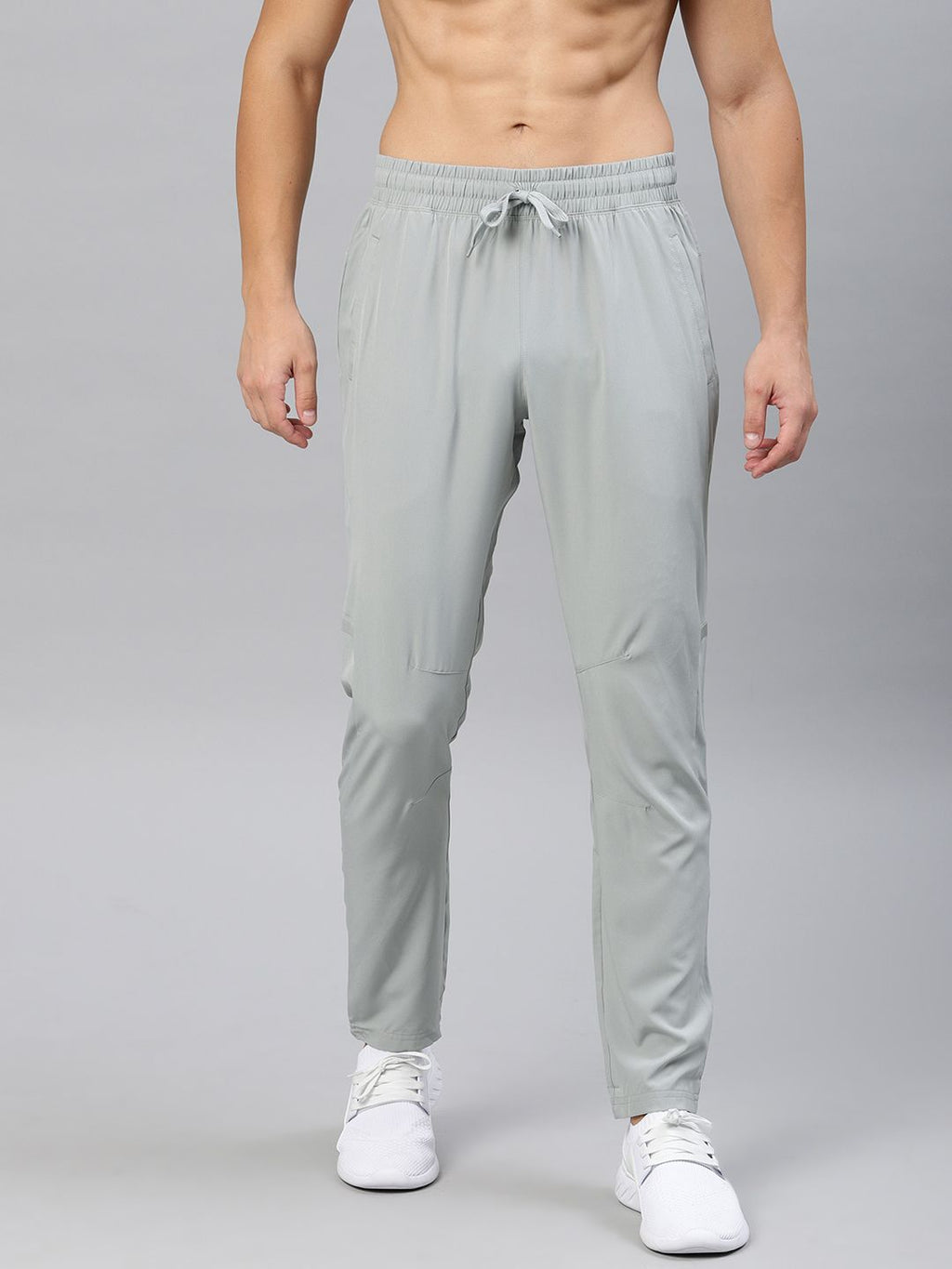  HRX By Hrithik Roshan Men Grey Melange Solid Slim Fit Rapid-Dry Running Track Pants
