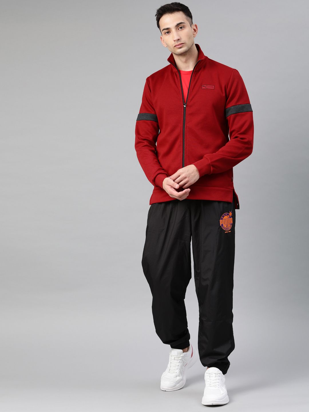  Puma Men Maroon Printed VK Ms Front-Open Track Sweatshirt