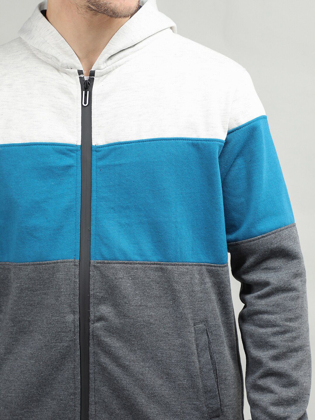  CHKOKKO Men Colorblocked Hooded Zipper Tracksuit