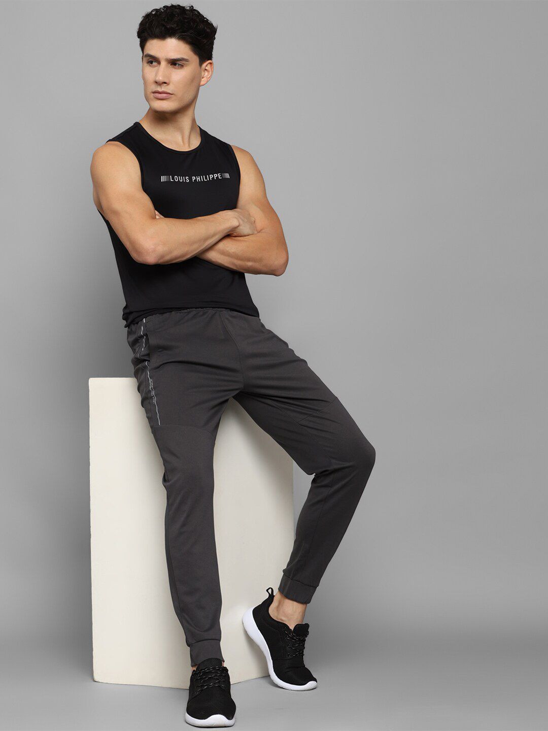  Louis Philippe ATHPLAY Men Grey Solid Joggers