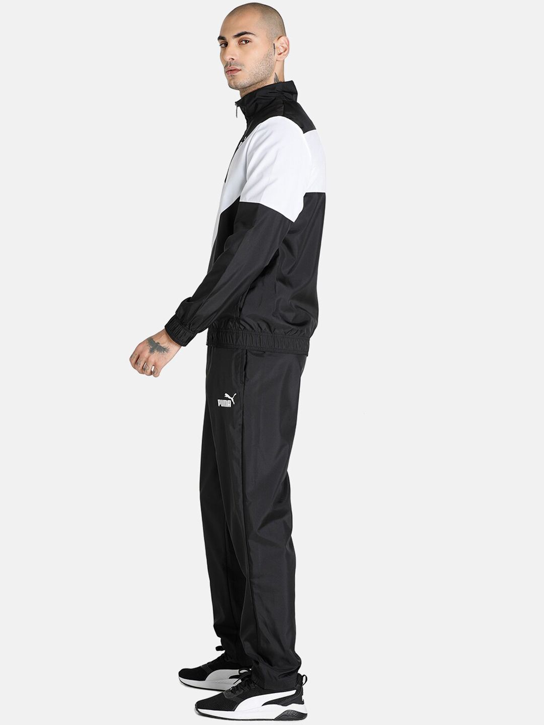  Puma Men Black & White Colourblocked Regular Fit Tracksuit