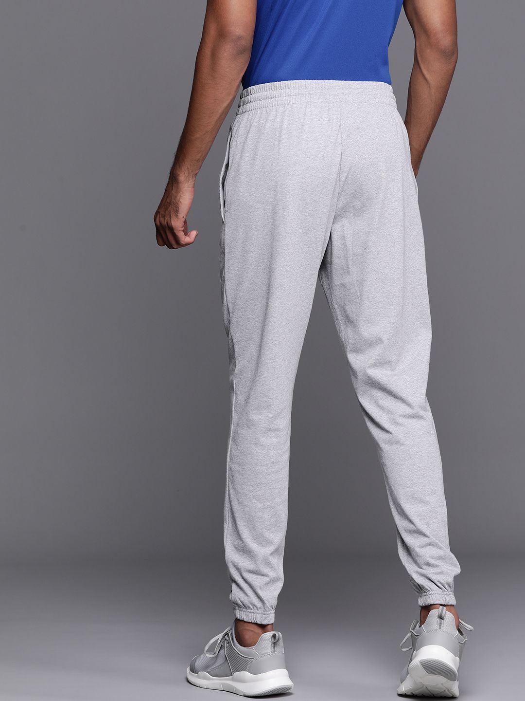  ADIDAS Men Grey Melange Brand Logo Print Sport Inspired Linear SJ Joggers