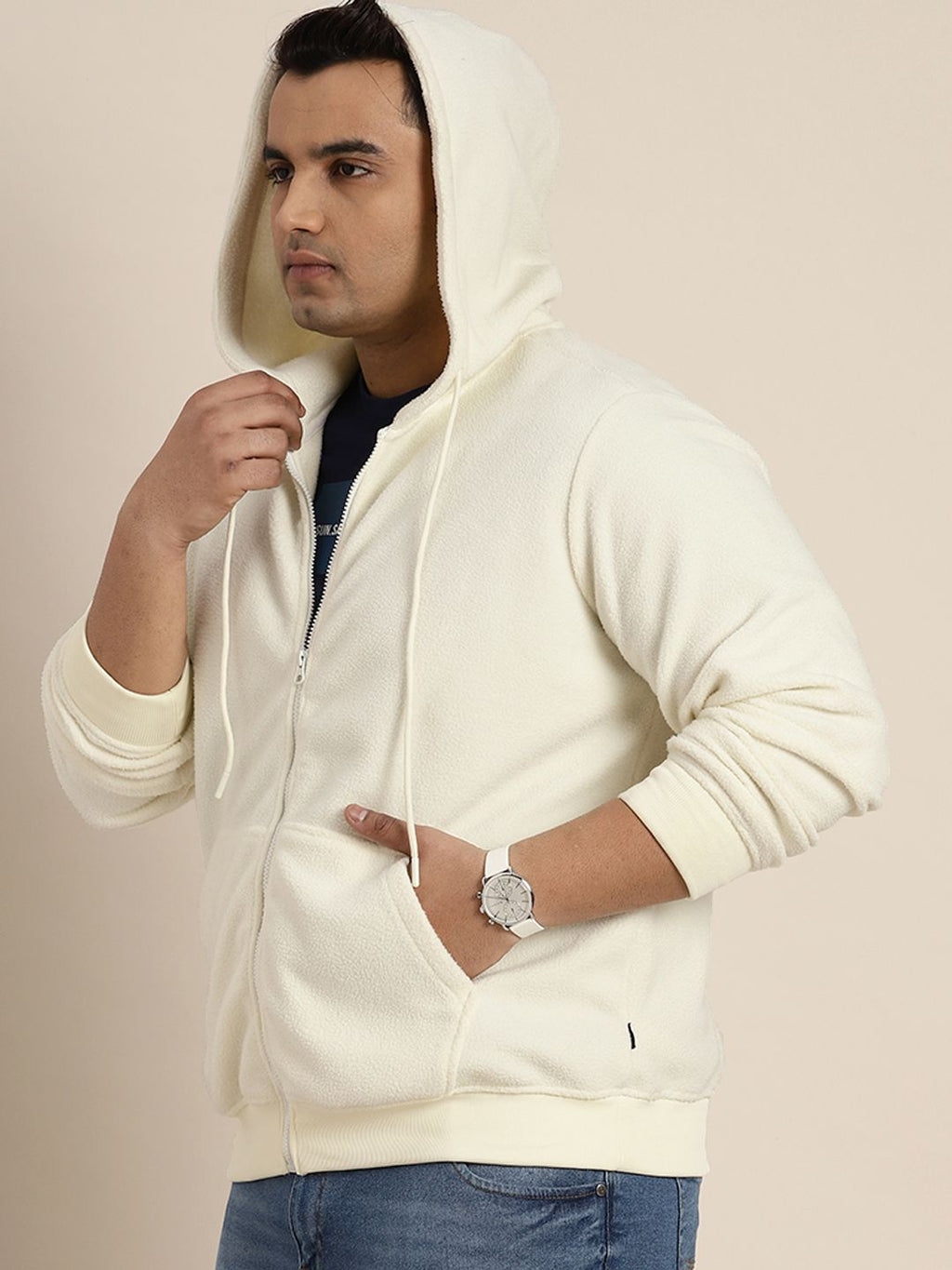  Sztori Men Plus Size Fleece Solid Hooded Sweatshirt