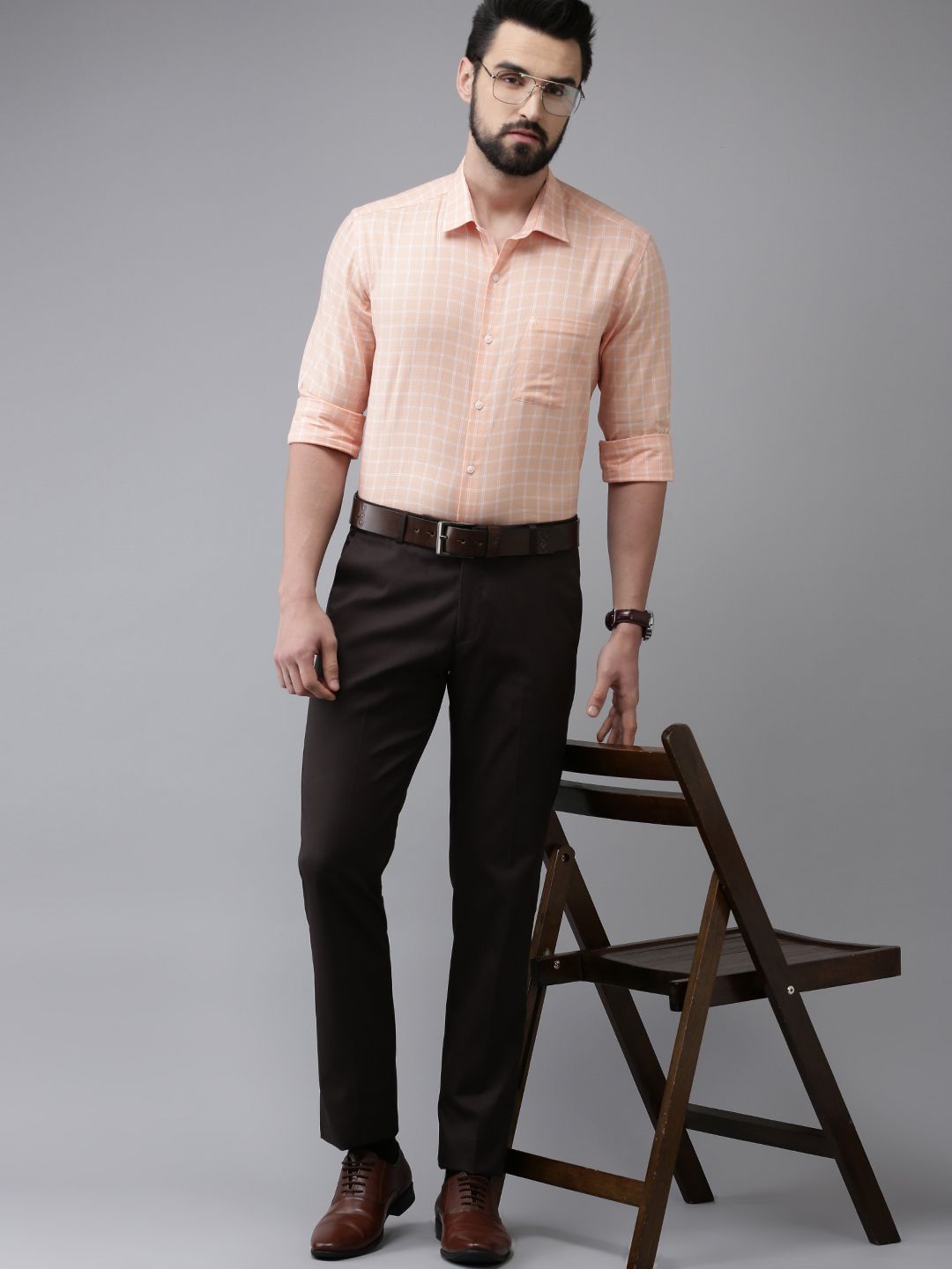  Arrow Men Brown Tailored Fit Formal Trousers
