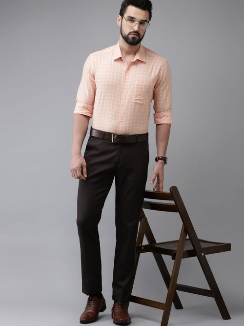  Arrow Men Brown Tailored Fit Formal Trousers