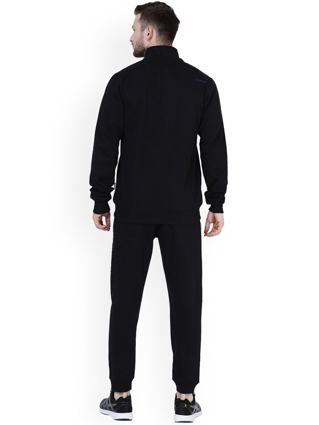  Wildcraft Men Black Ribbed Collar Relaxed-Fit Tracksuit