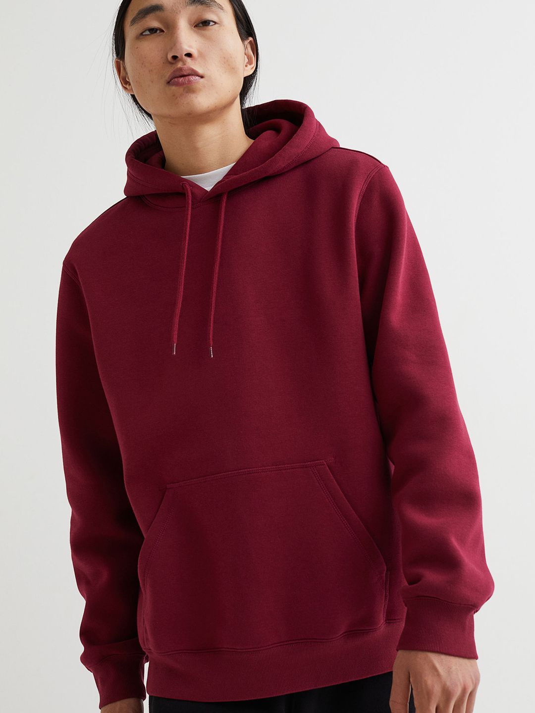  H&M Men Red Relaxed Fit Hoodie