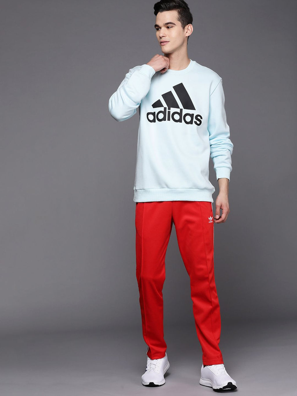  ADIDAS Men Blue & Black Brand Logo Printed Sweatshirt