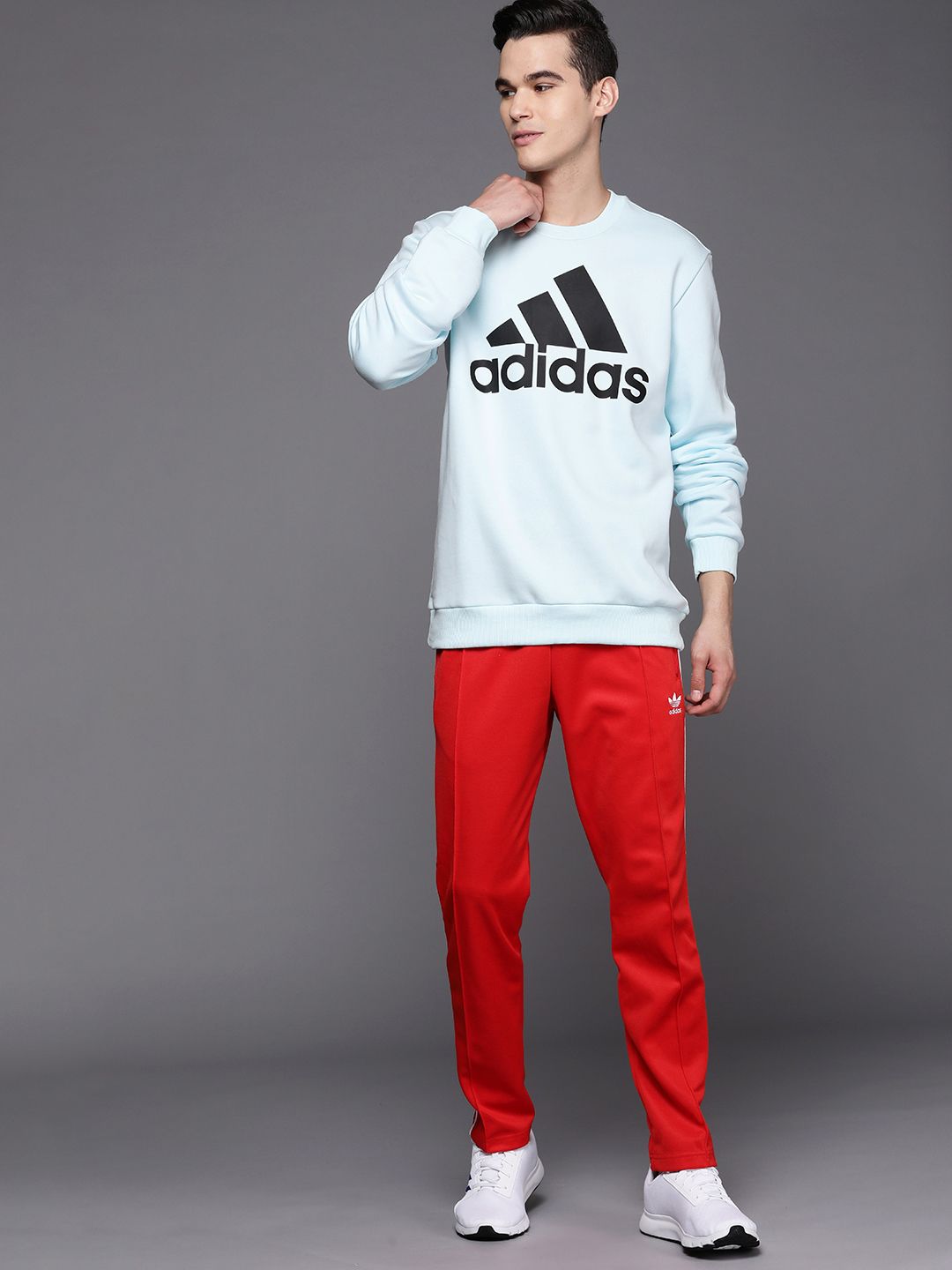  ADIDAS Men Blue & Black Brand Logo Printed Sweatshirt