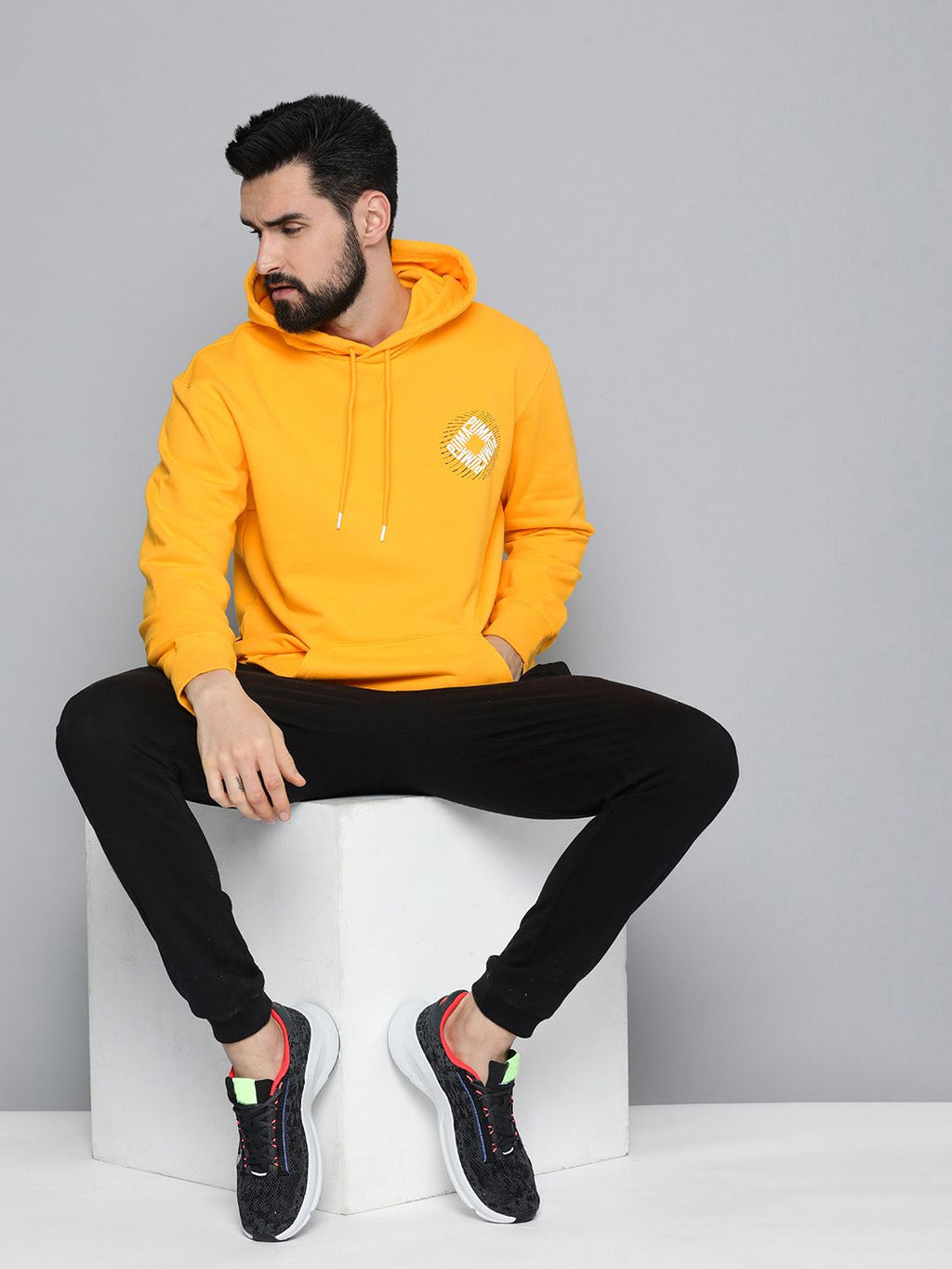  Puma Men Regular Fit Graphic Printed Hooded Sweatshirt