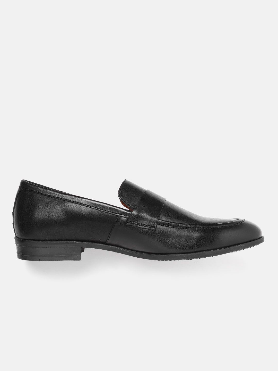  Louis Philippe Men Black Leather Formal Slip-Ons