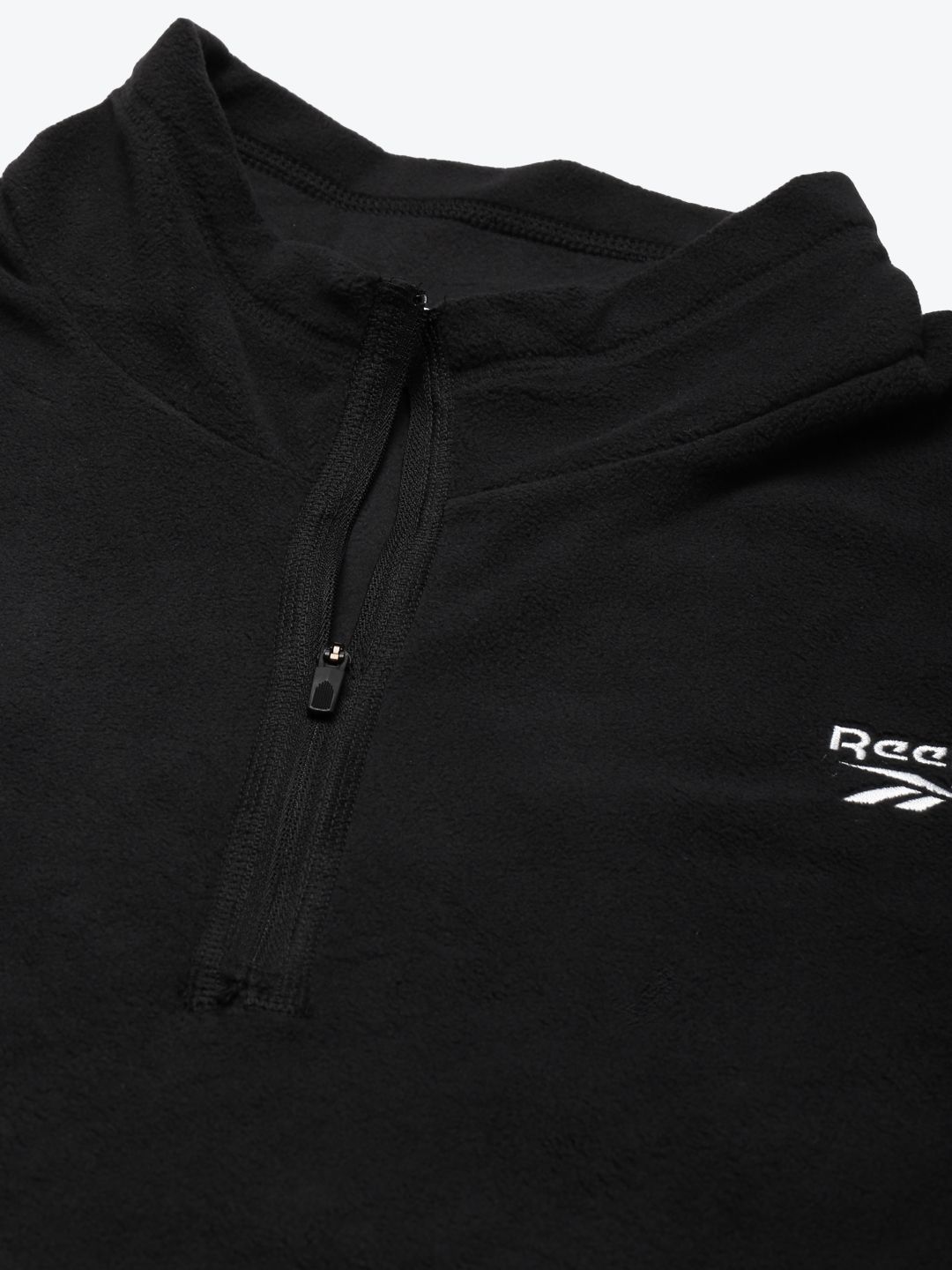  Reebok Men Black Solid Outerwear Quarter-Zip Sweatshirt