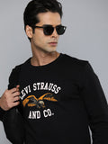  Levis Men Black Printed Round Neck Pure Cotton Sweatshirt