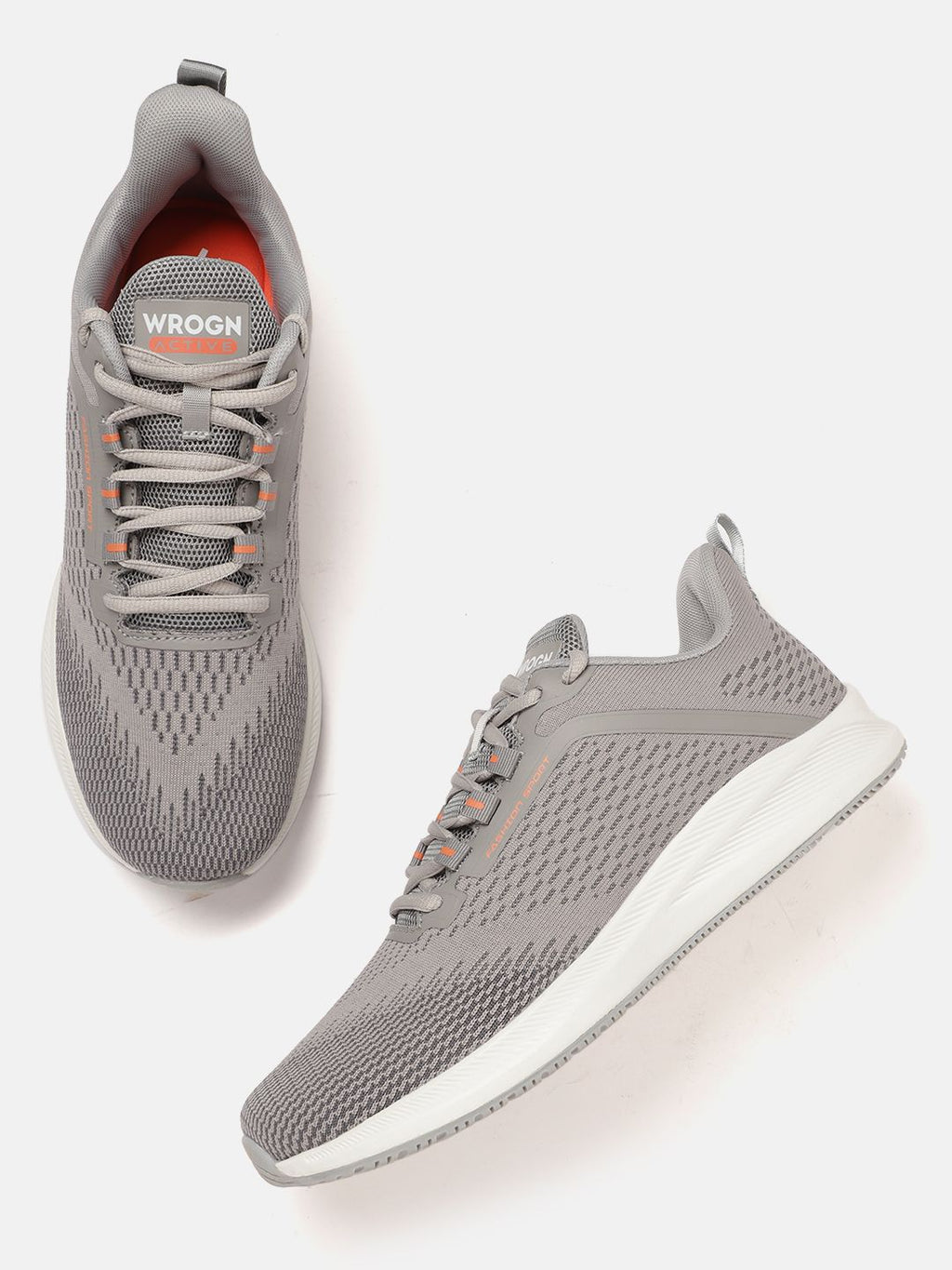  WROGN Men Grey Solid Woven Design Running Shoes