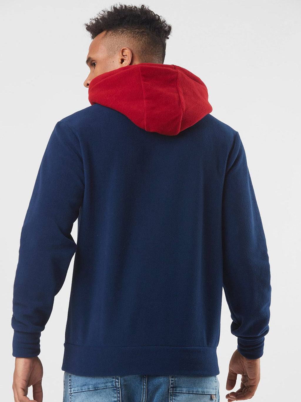  STARTER Men Navy Blue Cotton Hooded Sweatshirt