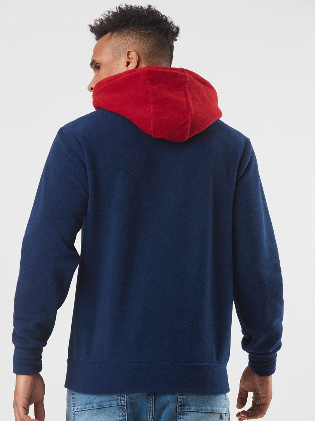  STARTER Men Navy Blue Cotton Hooded Sweatshirt