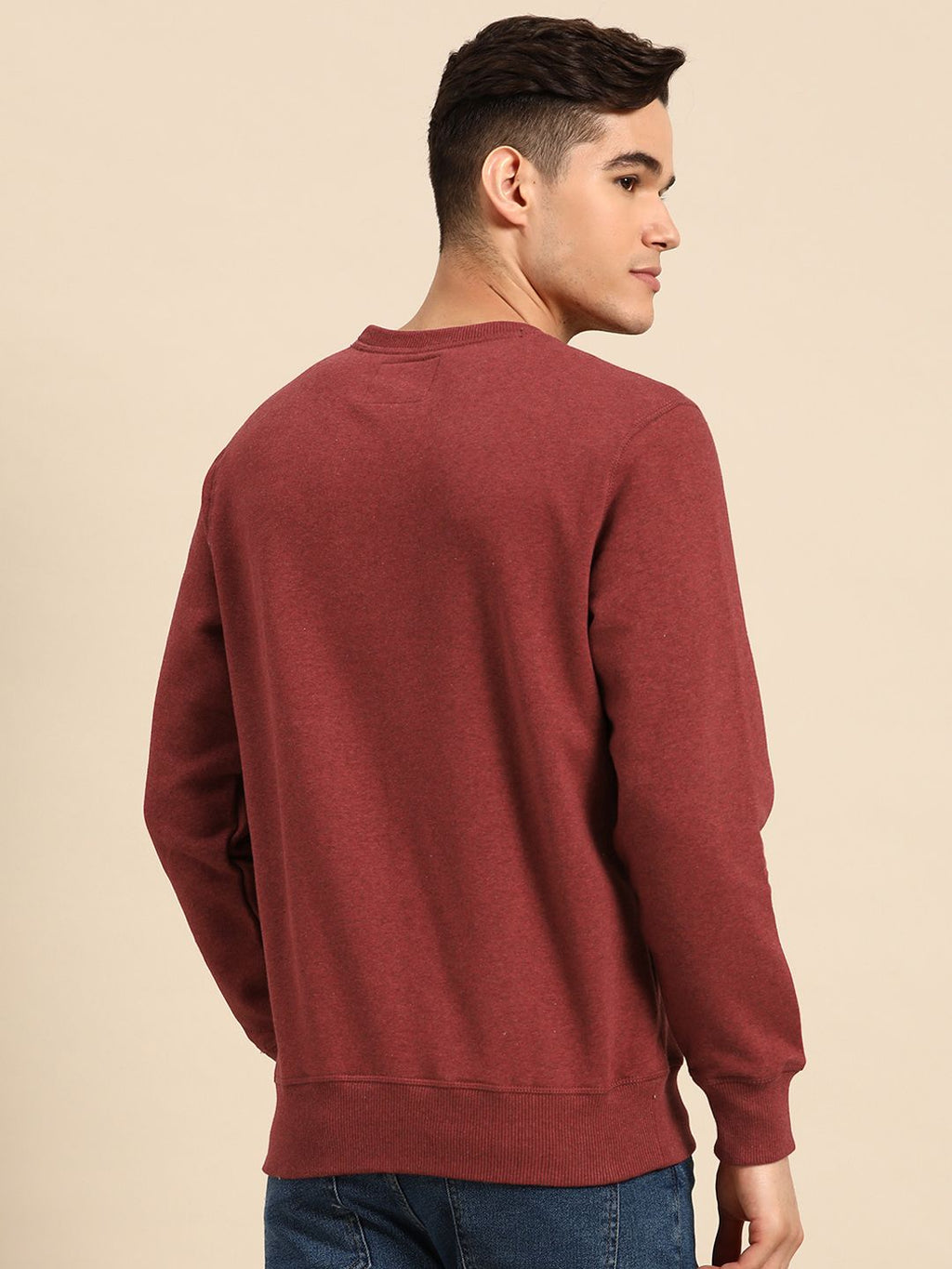  Jockey Men Maroon Melange Super Combed Cotton Rich Sweatshirt