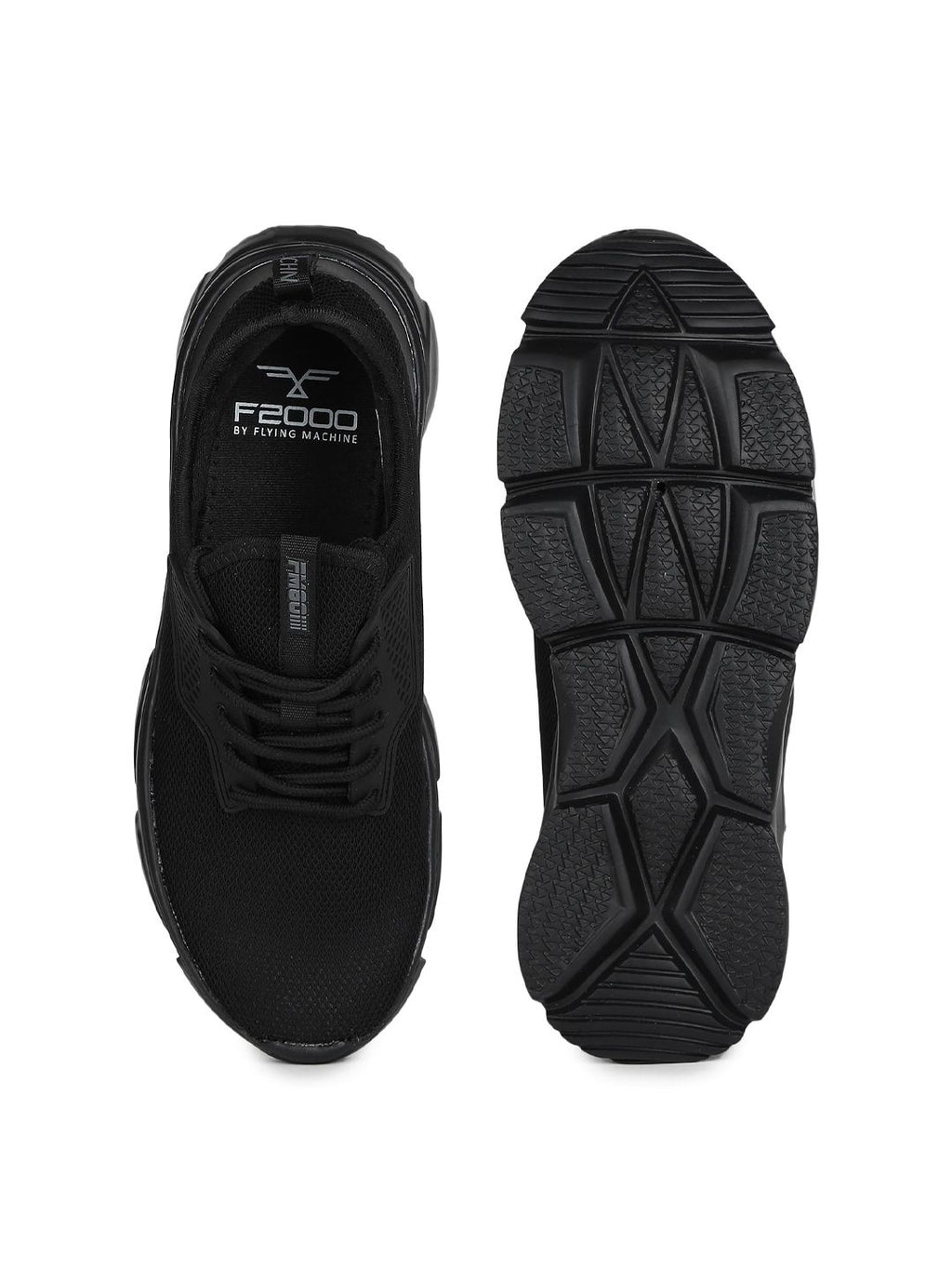  Flying Machine Men Black Mesh Walking Shoes
