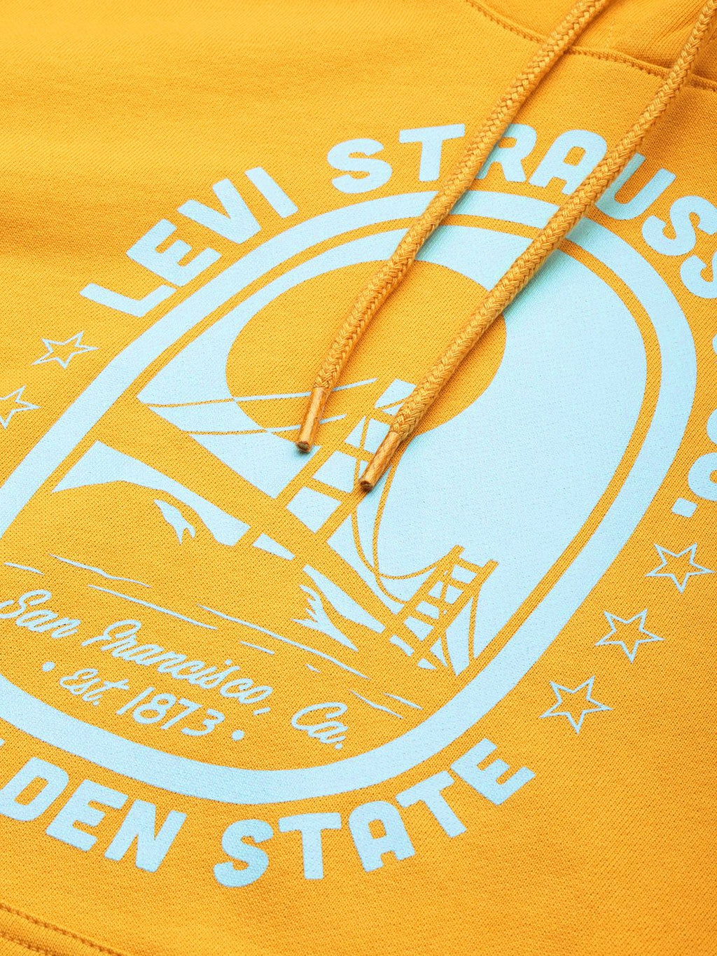  Levis Men Yellow Printed Hooded Pure Cotton Sweatshirt