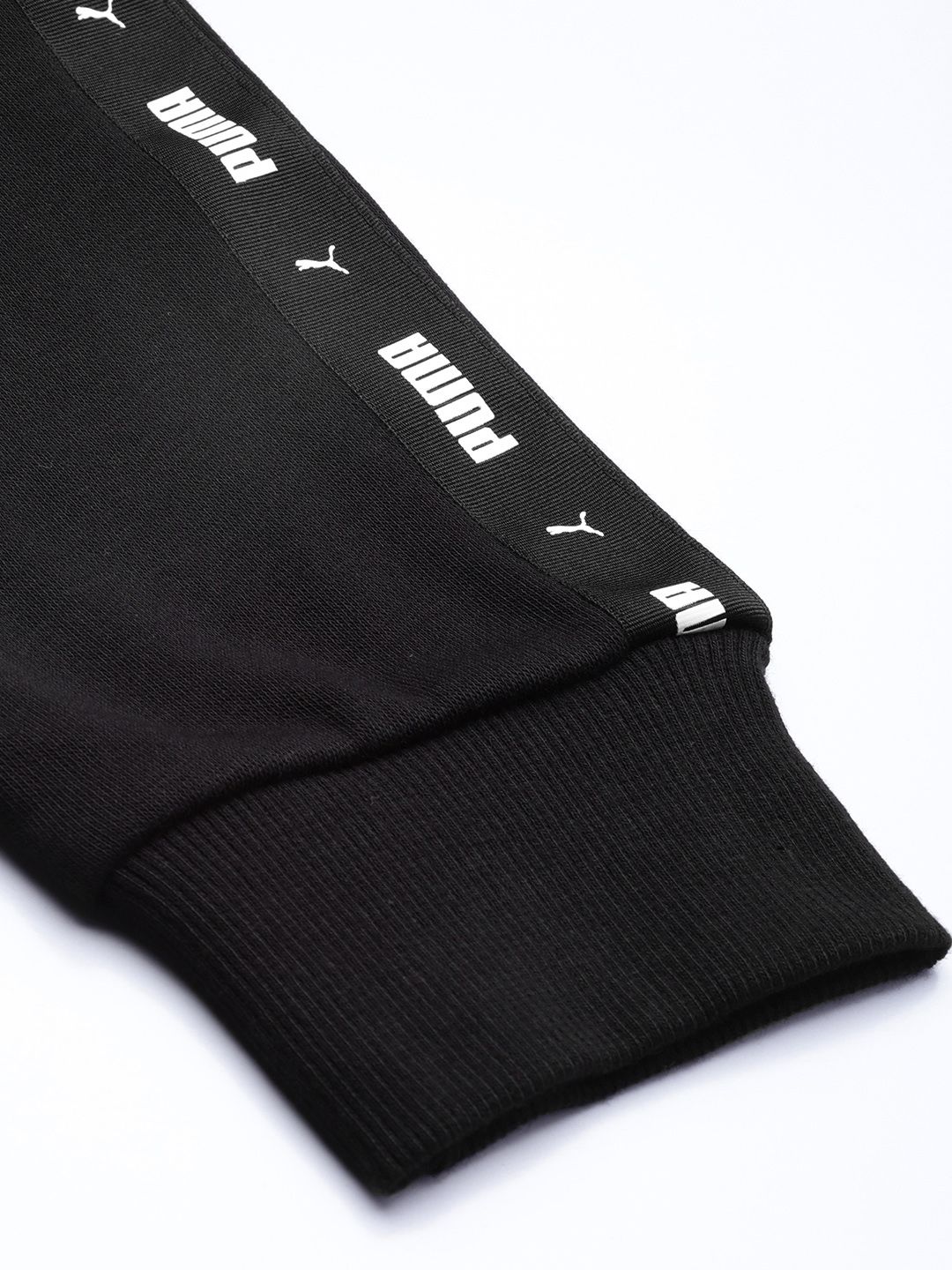  Puma Men Black Brand Logo Printed Tape CrewRegular Fit Pullover Sweatshirt