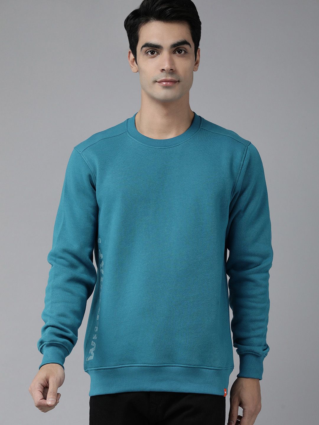  Wildcraft Men Teal Blue Solid Sweatshirt