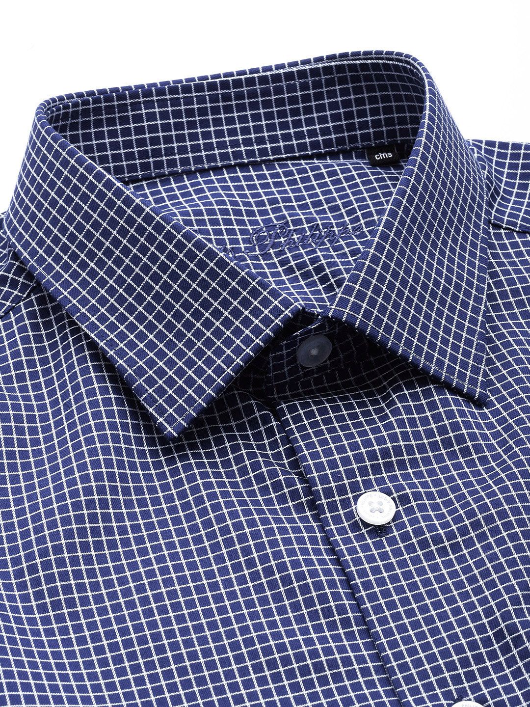  Louis Philippe Slim Fit Grid Tattersall Checked Pure Cotton Formal Shirt