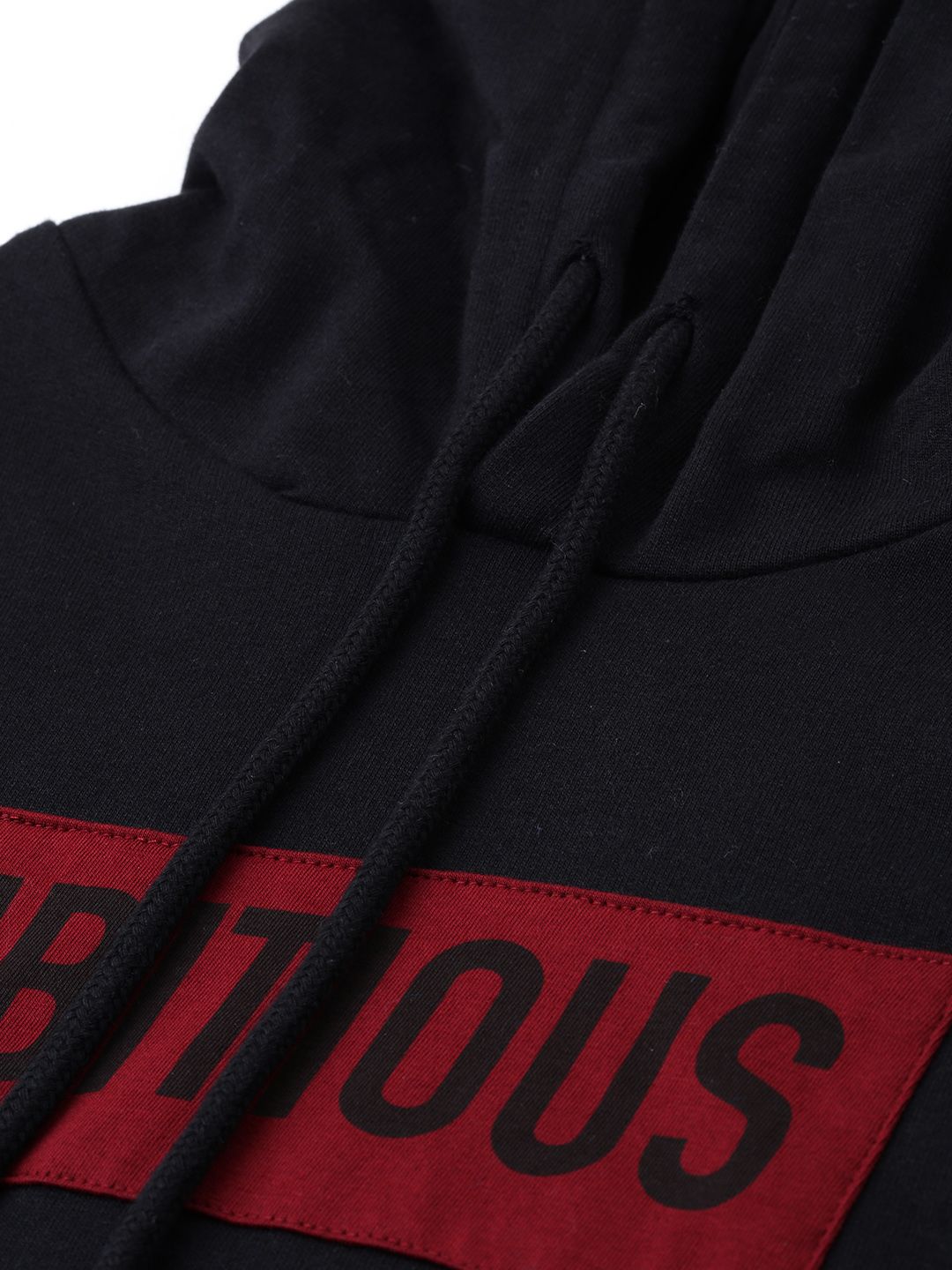  HERE&NOW Men Black & Red Printed Hooded Sweatshirt