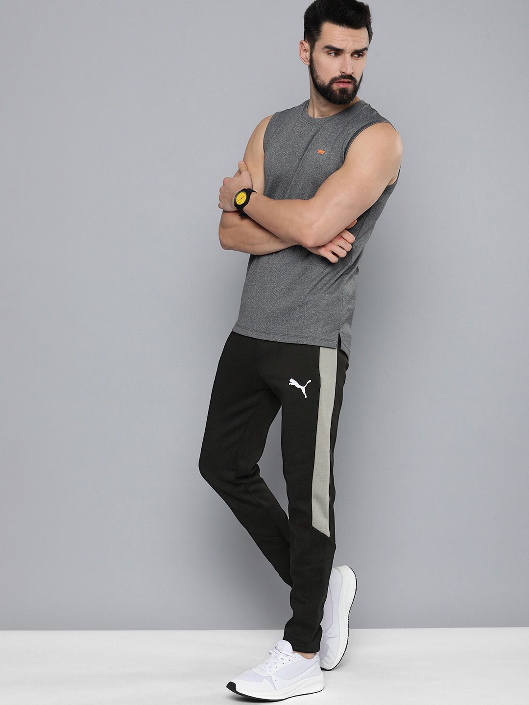  Puma Men Black DryCELL Slim Fit Evostripe Track Pants