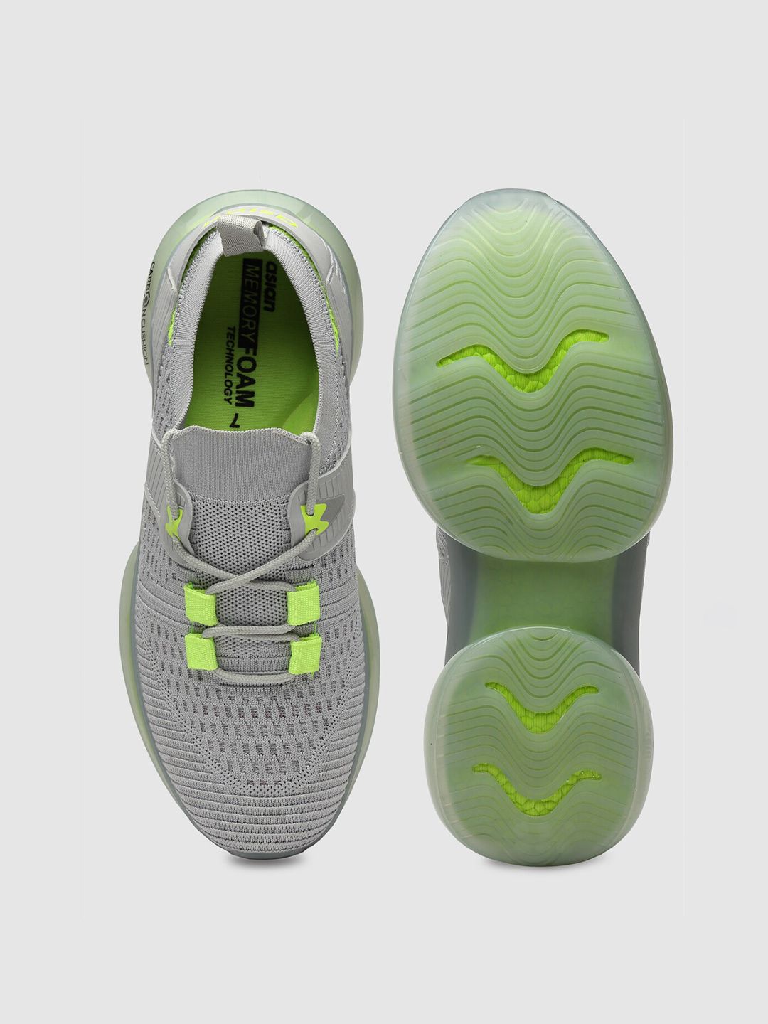  ASIAN Men Grey Mesh Running Non-Marking Lace-Up Shoes
