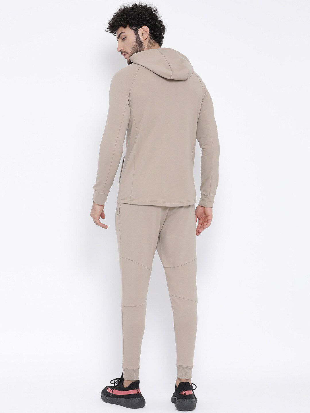  Invincible Men Beige Solid Slim-Fit Tracksuit