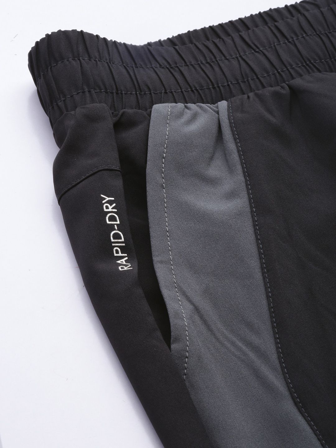  HRX By Hrithik Roshan Men Jet Black & Anthracite Colourblock Slim Fit Rapid-Dry Antimicrobial Training Track Pants
