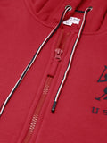 U.S. Polo Assn. U S Polo Assn Men Red Hooded Full Sleeves Front Open Sweatshirt