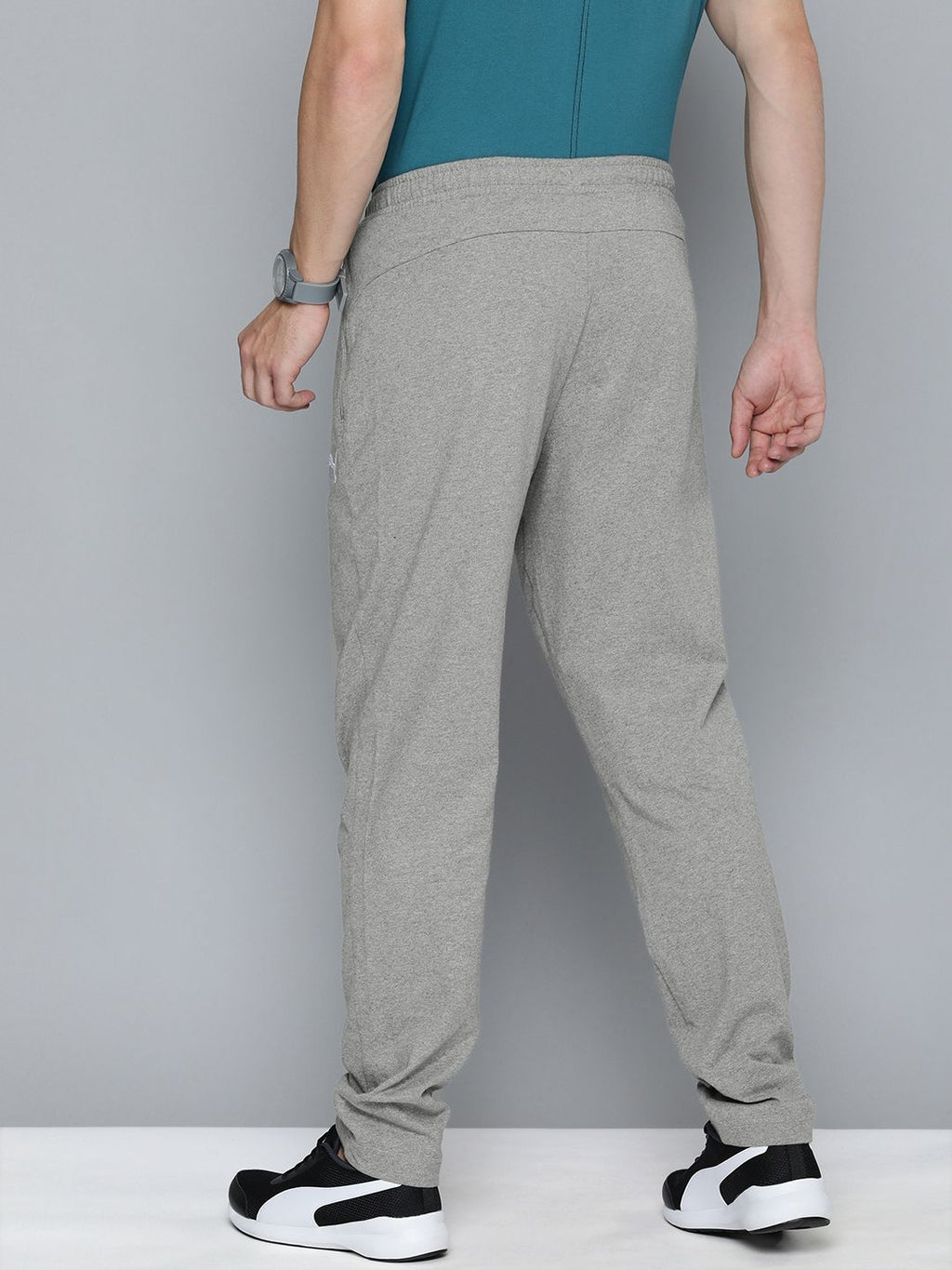  Puma Men Grey Melange Regular Fit Zippered Knitted Track Pants