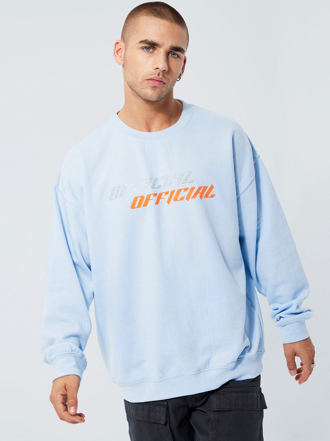  BoohooMAN Printed Embellished Oversized Sweatshirt