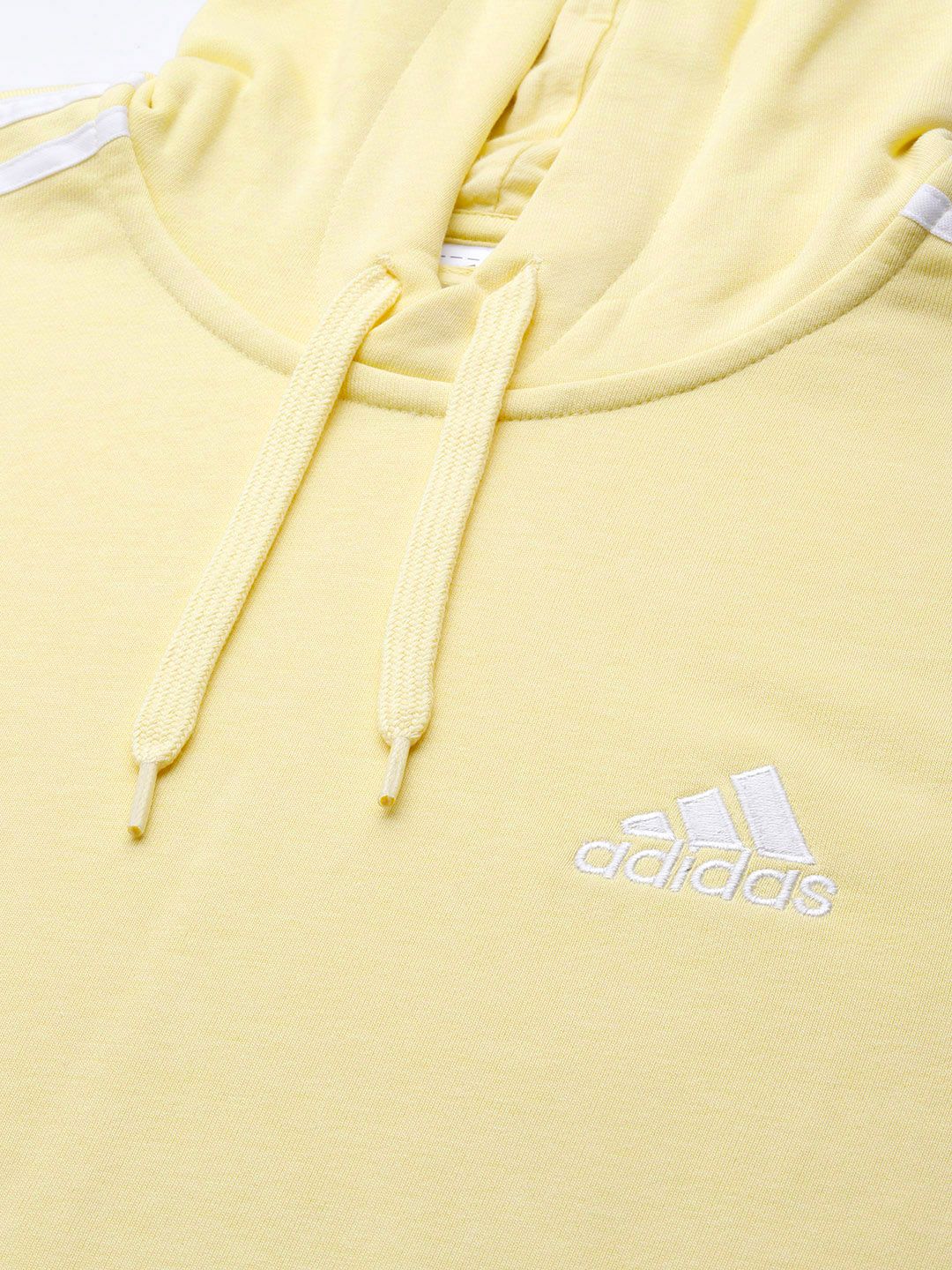  ADIDAS Men Yellow Hooded 3S Sweatshirt