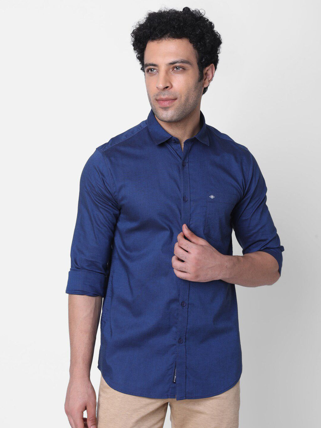  Oxemberg Classic Spread Collar Opaque Cotton Casual Shirt