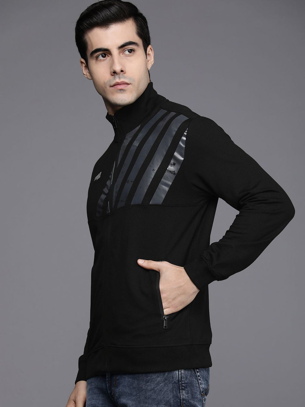  Ducati Men Black Striped Sweatshirt
