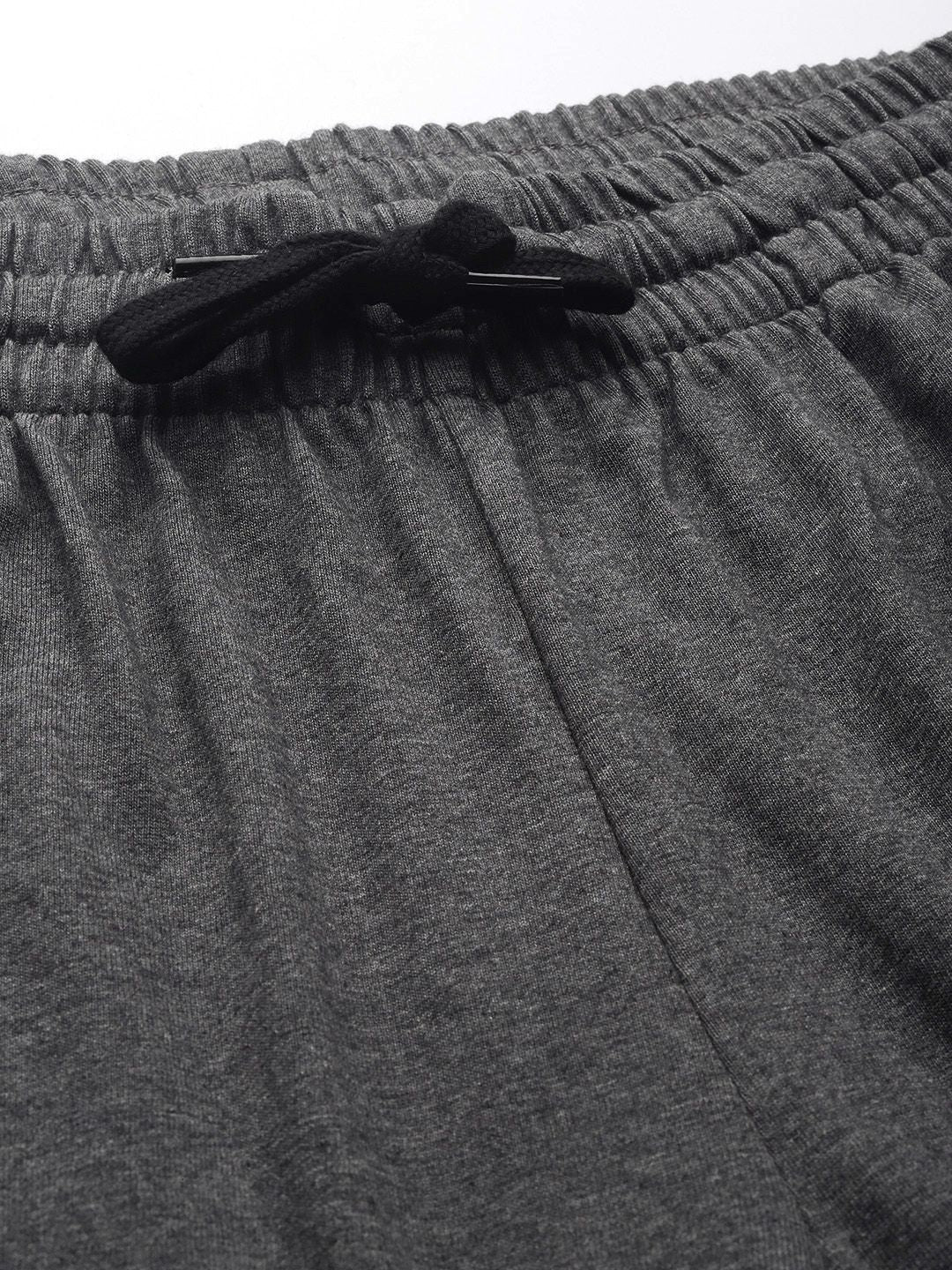  ADIDAS Men Charcoal Grey Brand Logo Embroidered Detail Track Pants
