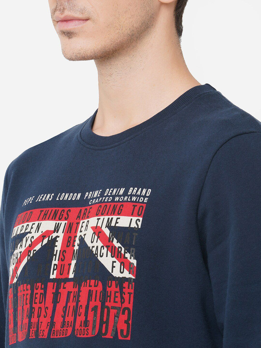  Pepe Jeans Men Navy Blue Printed Sweatshirt