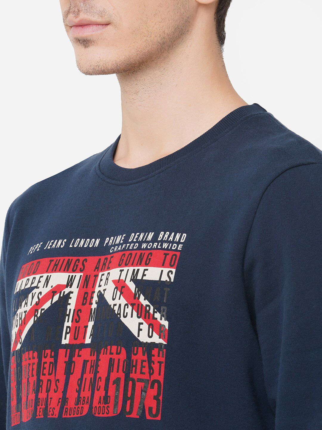  Pepe Jeans Men Navy Blue Printed Sweatshirt