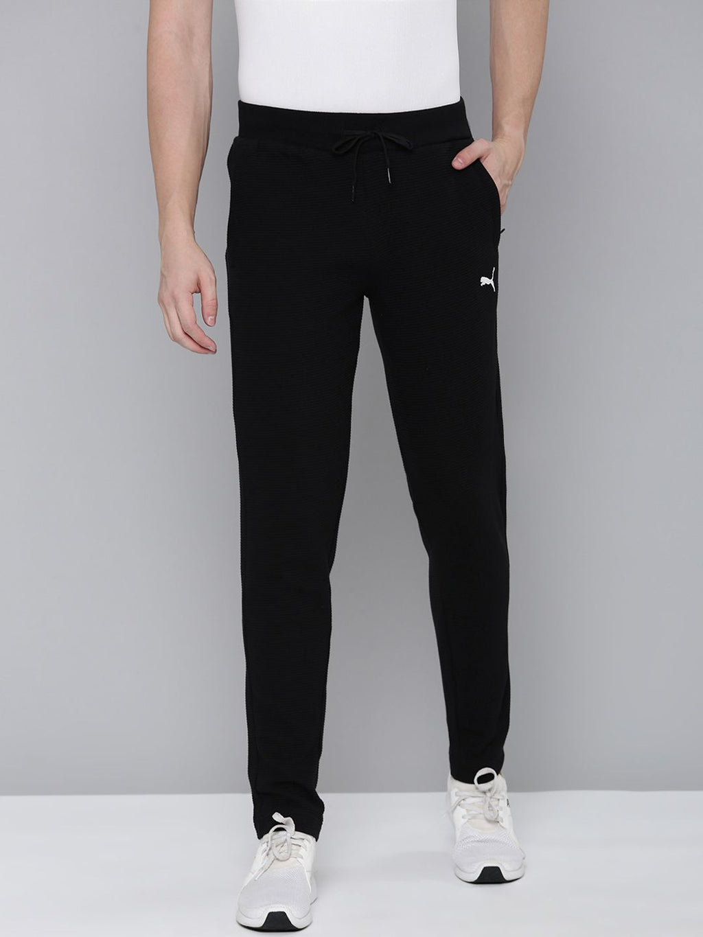  Puma Men Ottoman Mid-Rise DryCELL Self-Design Slim-Fit Track Pants