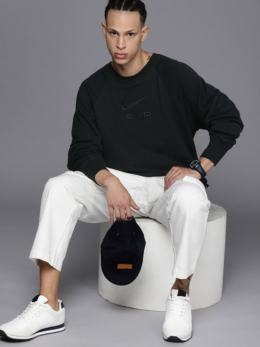  Nike Embroidered Brand Logo Loose Fit Pure Cotton AIR FT CREW Sweatshirt