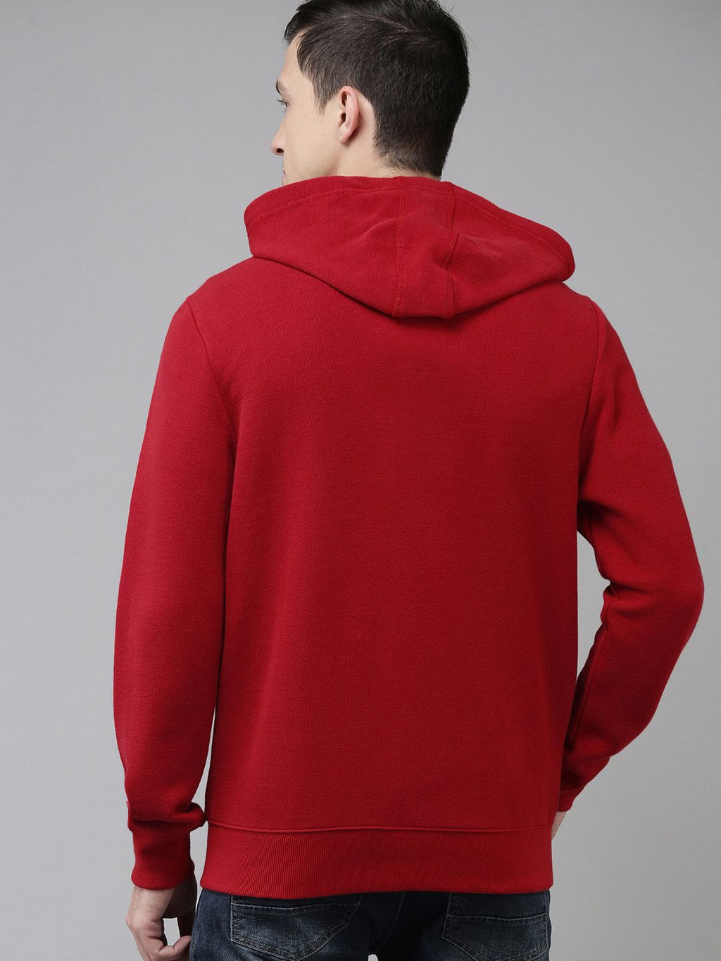  U.S. Polo Assn. Men Red Brand Logo Embroidered Hooded Sweatshirt