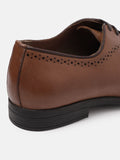  Louis Philippe Men Brown Solid Leather Formal Oxfords With Perforated Detail