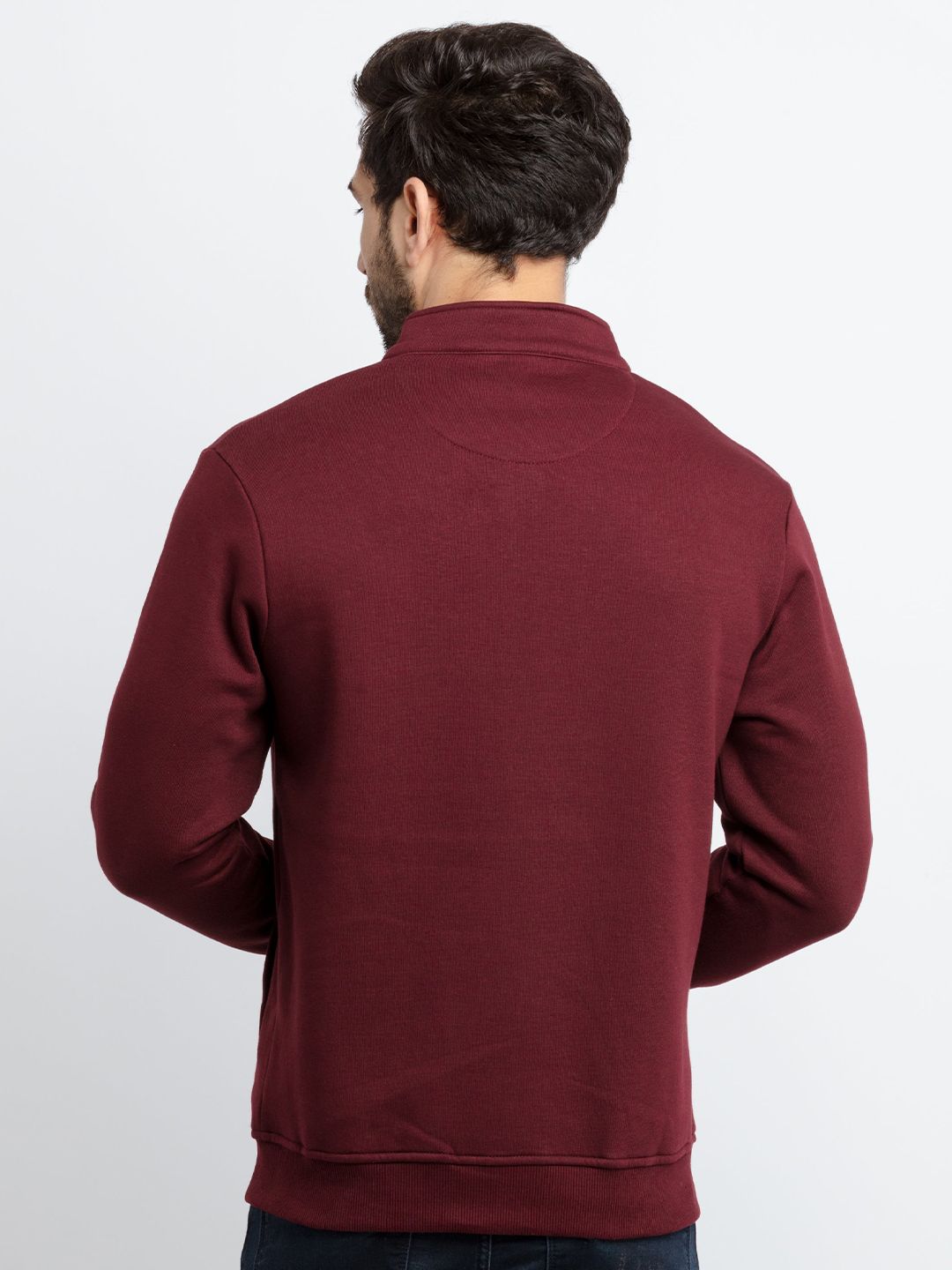  Status Quo Men Maroon Cotton Sweatshirt