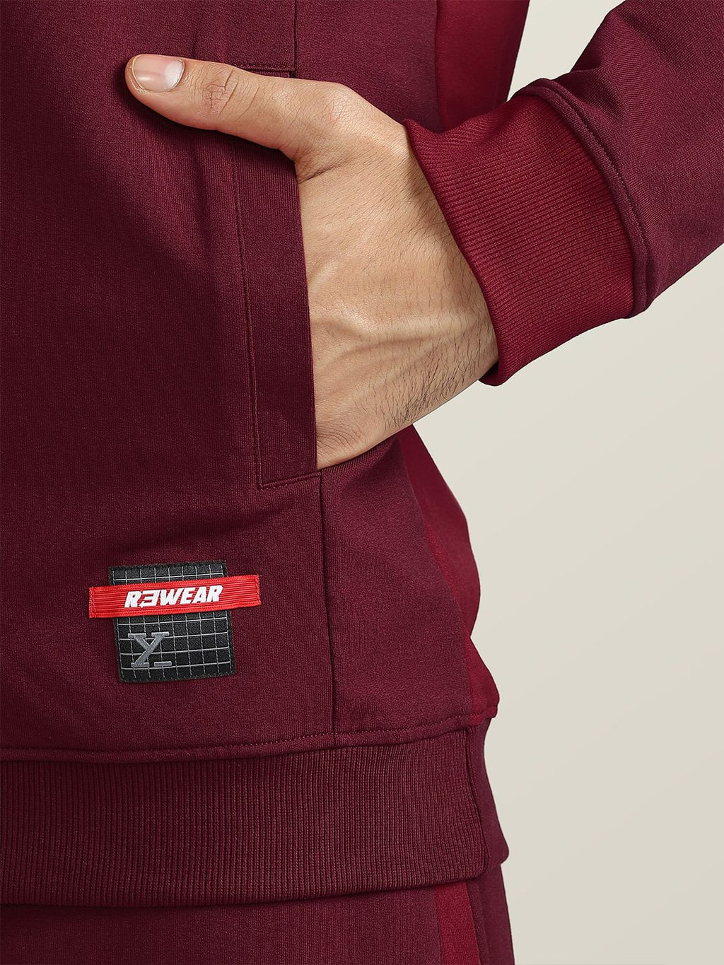  XYXX Men Maroon Hooded Cotton Sweatshirt